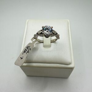 NWOT 7.5mm CZ diamond solitaire ring in sterling silver, one of a kind!